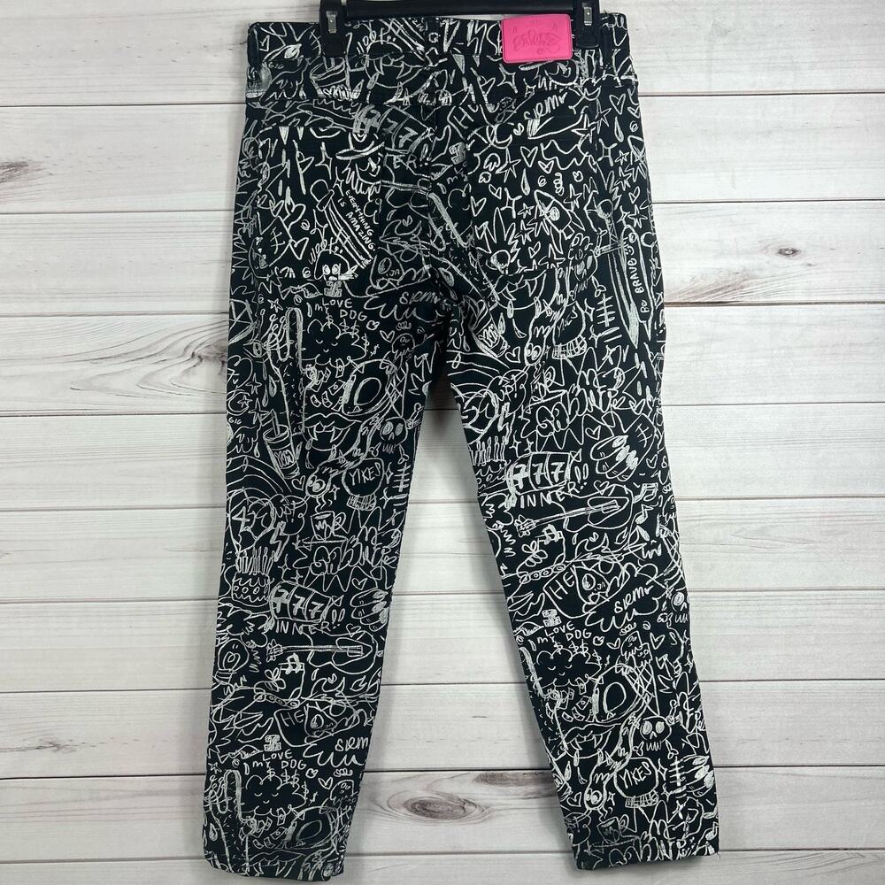 Salem7 Scrible‎ Black Denim Jeans Mens Size 30